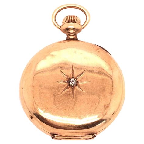 Elgin 14 Karat Gold And Diamond Pocket Watch At 1stdibs Elgin 14k Gold Pocket Watch Value