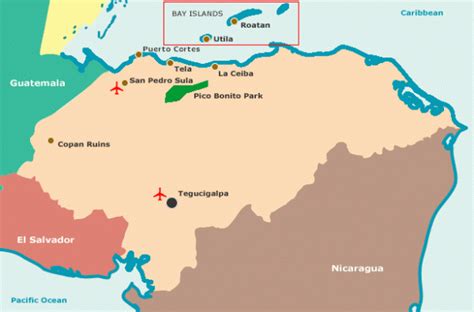 Mapa De Aeropuertos De Honduras Mapa De Honduras