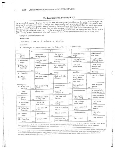 16 Learning Styles Inventory Printable Worksheet Worksheeto