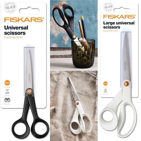 Fiskars Functional Form Universal Scissors 3 Sizes In Black Or White