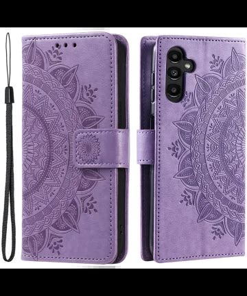 Samsung Galaxy A55 Hoesje Mandala Book Case Met Pasjeshouder Paars