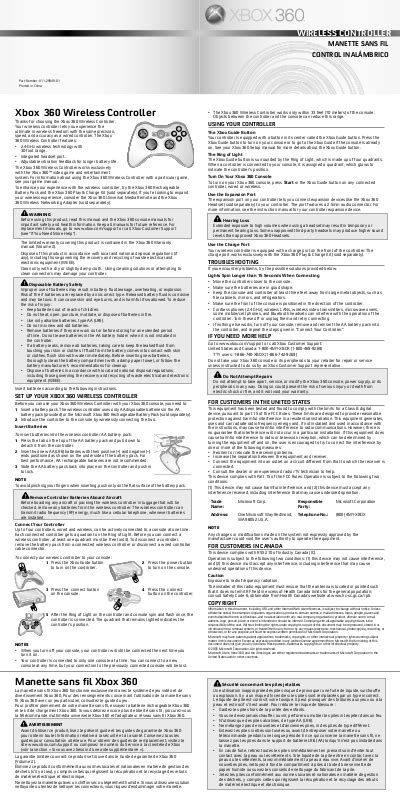 Microsoft Xbox 360 Wireless Controller User Manual