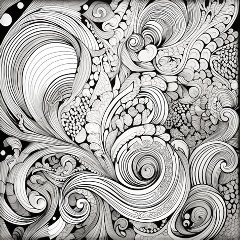 Premium Photo A Black And White Drawing Of A Swirly Design Generative Ai