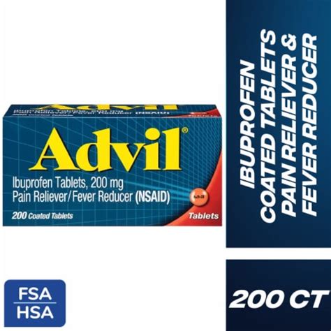 Advil Pain Reliever And Fever Reducer Ibuprofen 200 Mg 200 Ct Fred Meyer