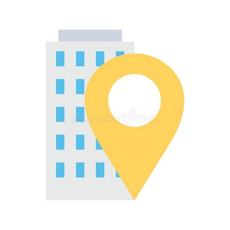 House Location Icon Office Building With Map Pin Stock Vector