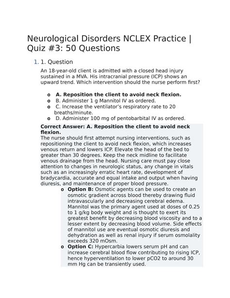 SOLUTION Neurological Disorder Nclex Part 3 Studypool