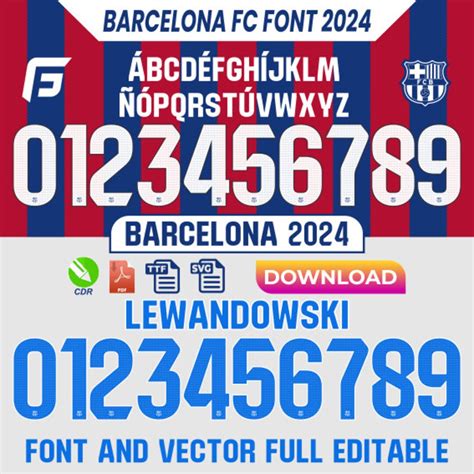 Barcelona Fc La Liga Font Vector 2024 Cdr Pdf Ttf Svg Etsy