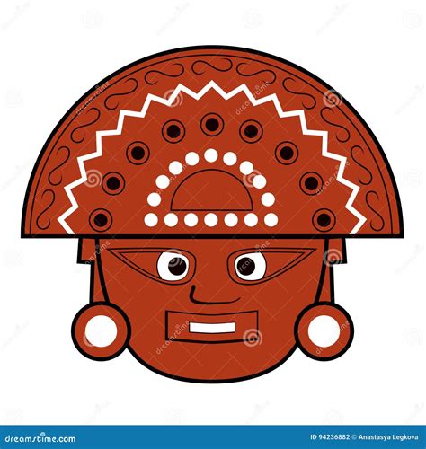 Brown Inca Totem Face Illustration on White Stock Illustration ...