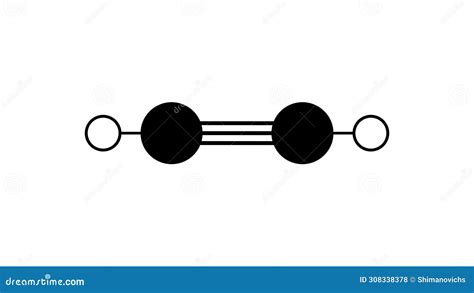 Acetylene Molecule 3d Rendering Flat Molecular Structure With Chemical