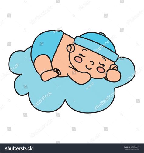 Cute Little Baby Boy Sleeping Cloud Stock Vector Royalty Free