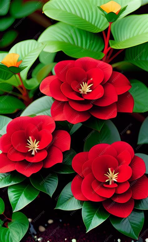 Premium AI Image | Red flowers on a plant