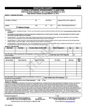 Fillable Online Co Whatcom Wa Claim Form Whatcom County Fax Email