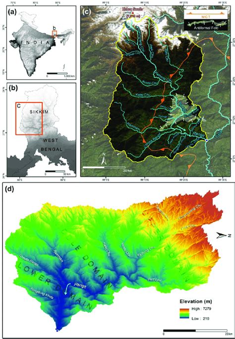 The Rangit River, its tributaries and catchment area in the Eastern ...