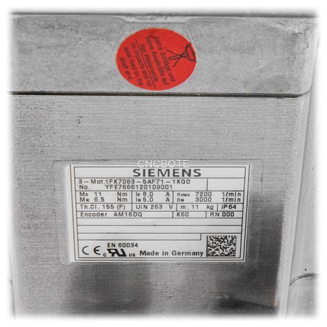 Buy Siemens 1FK7063 5AF71 1KG0 Simotics S Synchronous Servomotor From