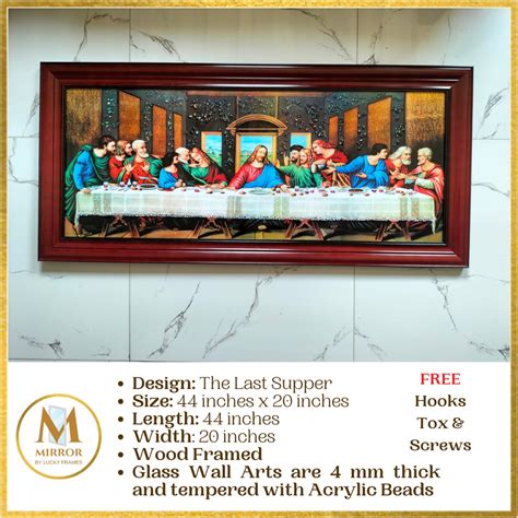 The Last Supper Wall Decor With Frame 44 Inches X 20 Inches Tempered