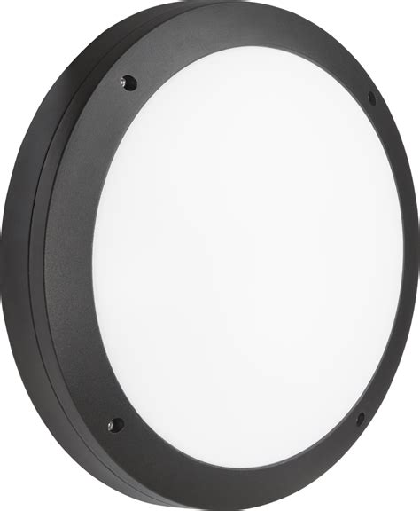 230v Ip65 18w Led Round Bulkhead Cct With Daylight Sensor Black Ml