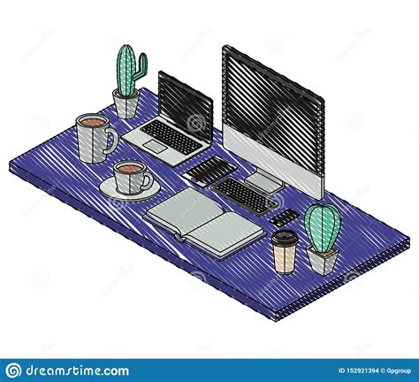 cones Isom tricos Da Cena Do Lugar De Trabalho Ilustração do Vetor