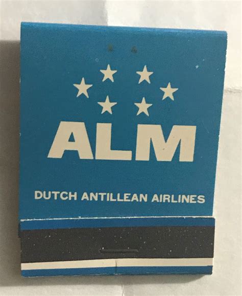 Vintage Alm Dutch Antillean Airline Matchbook New Klm Very Rare Matches