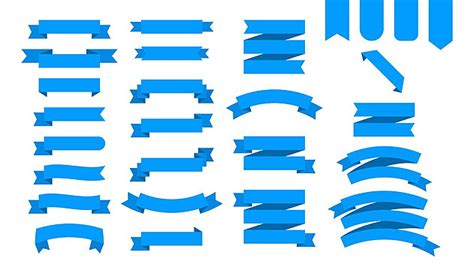 Blue Ribbon Set Isolated White Background Shapes Isolated Art Vector