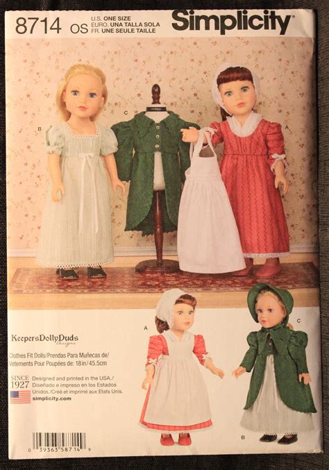 Simplicity Pattern 8714 Keepers Dolly Duds Designs Vintage Inspired Clothes For 18 Dolls Etsy