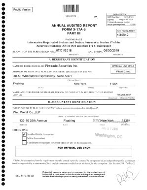 Fillable Online PDF ANNUAL AUDITED REPORT FORM X 17A 5 PART Ill SEC