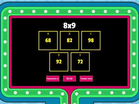 Tablas de multiplicar. Tabla del 8 - Gameshow quiz