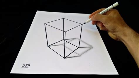 Painting Art 3d Drawing A Simple Cube How To Draw 3d Cube رسم