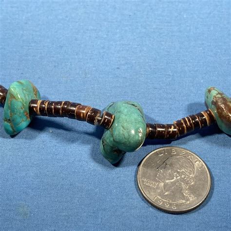 Old Pawn Native American Turquoise Nuggets Heishi B Gem