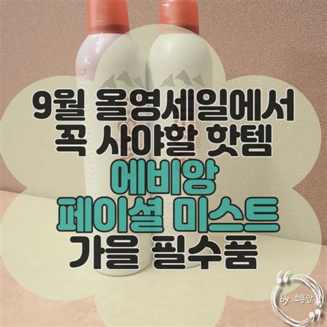 9월 올영세일때 꼭 사야 할 에비앙 페이셜 미스트 안개미스트라 너무 좋아요 네이버 블로그