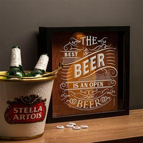 Quadro Porta Tampa De Cerveja Open Beer 35 Cm X 35 Cm Home Style