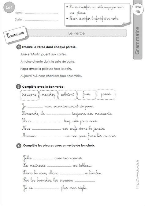 Fiche Exercice Ce A Imprimer Gratuit