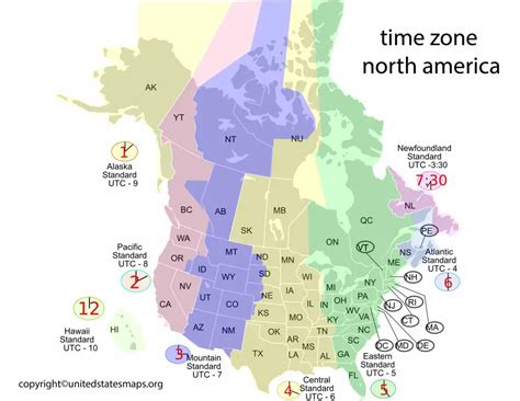 Time Zone Map North America | Map of North America Time Zone