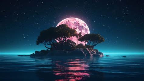 Island Night Moon 8K 4K Wallpaper In 2024 Desktop Wallpaper Scenery