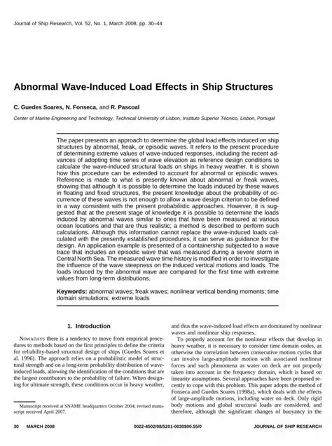 Abnormal Wave Induced Load Effects In Ship Structures Pdf Document