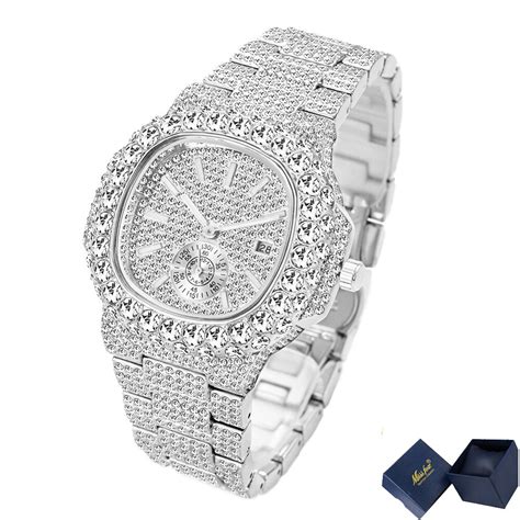 Hip Hop Iced Out Watch For Men Luxury Fully Bling Diamonds Mens Watches