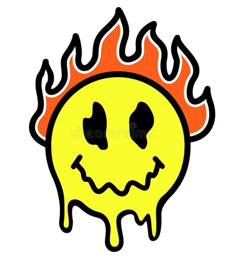 Smile Melt Face Burn In Fire T Shirt Print Design Vector Hand Drawn