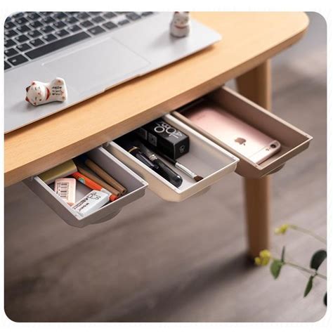 Laci Mini Boleh Tampal Bawah Meja Hidden Drawer Expandable Drawer