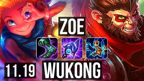 Zoe Vs Wukong Top 1400 Games 6 Solo Kills 16m Mastery Na