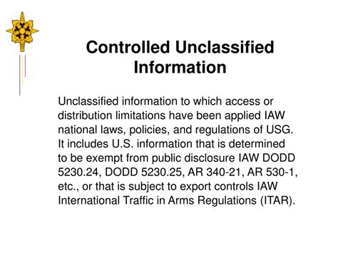 Ppt Controlled Unclassified Information Cui Powerpoint Presentation Id 273466