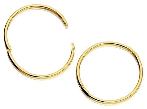 9ct Yellow Gold 16mm Hinged Sleeper Hoop Earrings Etsy Uk