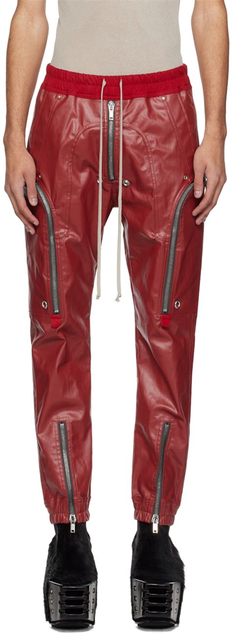 Rick Owens Pantalon Cargo Rouge Poches Bauhaus Ssense France