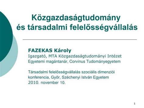 PPT Közgazdaságtudomány és társadalmi felelősségvállalás PowerPoint