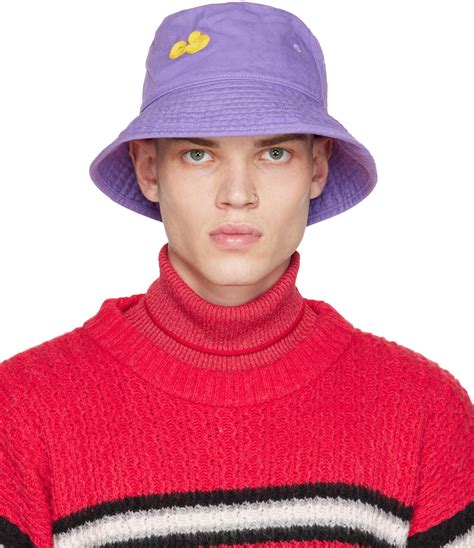 Purple Embroidered Bucket Hat By Acne Studios On Sale