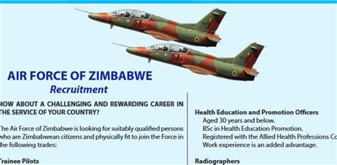 Zimbabwe Air Force Recruitment Shortlisted Candidates 2024