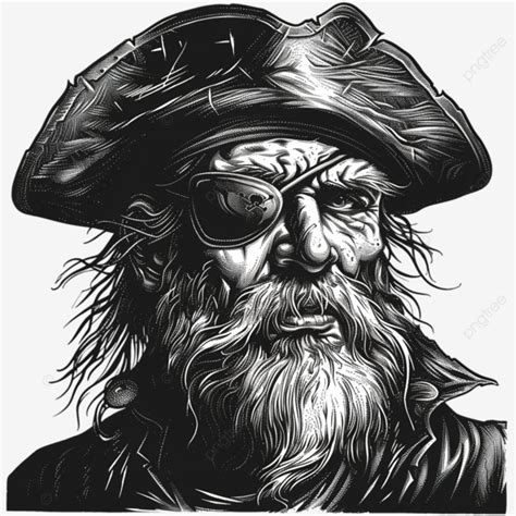 Pirata Con Parche En El Ojo Scratchboard Png Dibujos Scratchboard