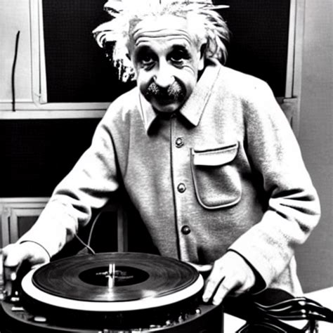 Krea Ai Photo Of Albert Einstein Djing A Record Player Vi