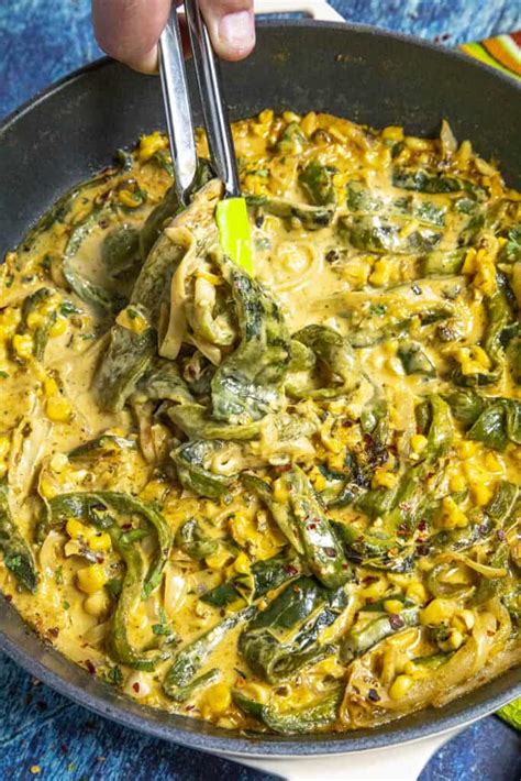 Rajas Poblanas Roasted Poblano Strips In Cream Sauce Chili Pepper