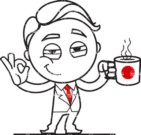 Outline Man In Suit Cartoon Vector Character Aka Ben The Banker Coffee Graphicmama