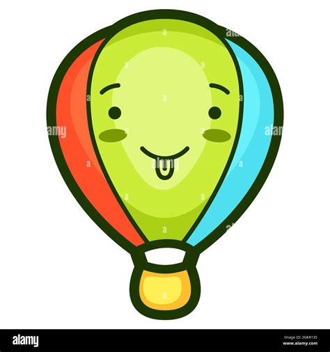 Illustration Of Hot Air Balloon In Cartoon Style Cute Funny Character Stock Vector Image Art
