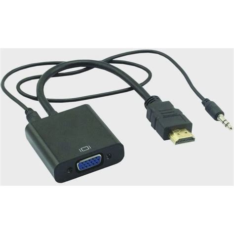 Cabo Conversor Hdmi Para Vga Audio Cabo P2 E USB Preto Submarino